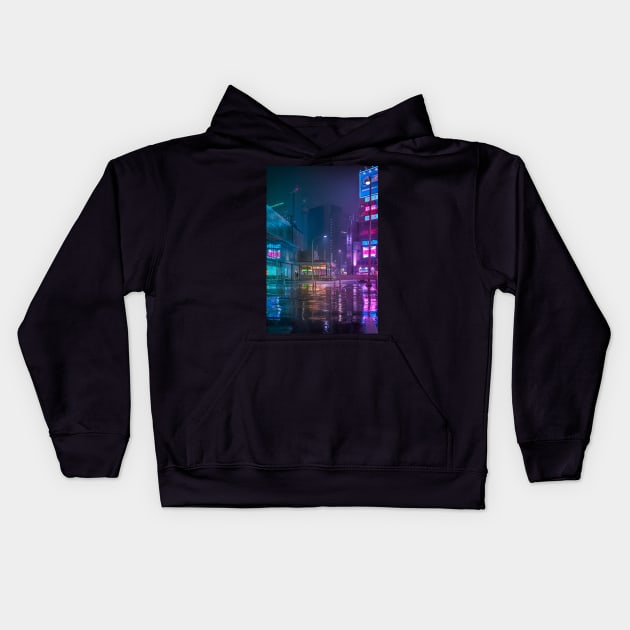 Only the rain Downtown Tokyo Kids Hoodie by TokyoLuv